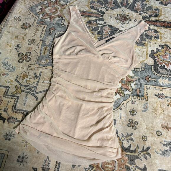 Vintage Express Baby Pink Ruched Tank Top Y2k Date Night Going Out Shirt Small - Picture 2 of 9